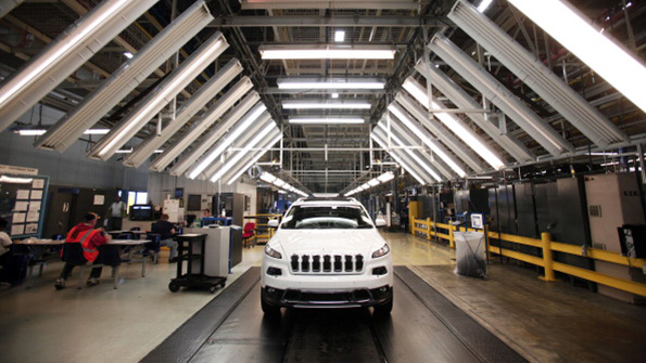 A 2014 Jeep Cherokee under construction at the companys plant in Toledo Ohio