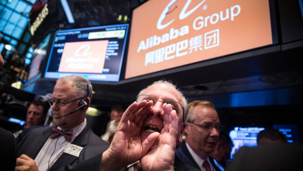 Traders at work on the day of Alibabas Wall Street IPO
