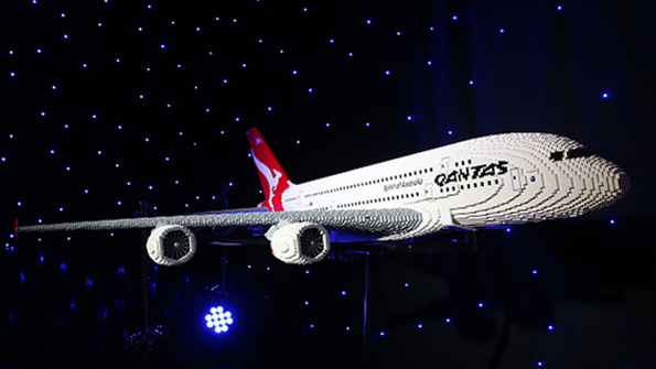 A Qantas A380 built from Lego bricks