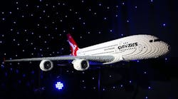 A Qantas A380 constructed from Lego bricks is on display at a show in Sydney. Qantas announced a stunning financial turnaround Thursday.