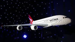 A Qantas A380 built from Lego bricks A Qantas A380 built from Lego bricks