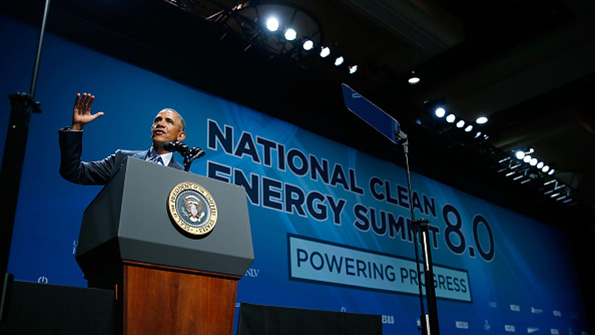 President Barack Obama discusses renewable energy