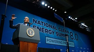 President Barack Obama discusses renewable energy at the National Clean Energy Summit in Las Vegas.