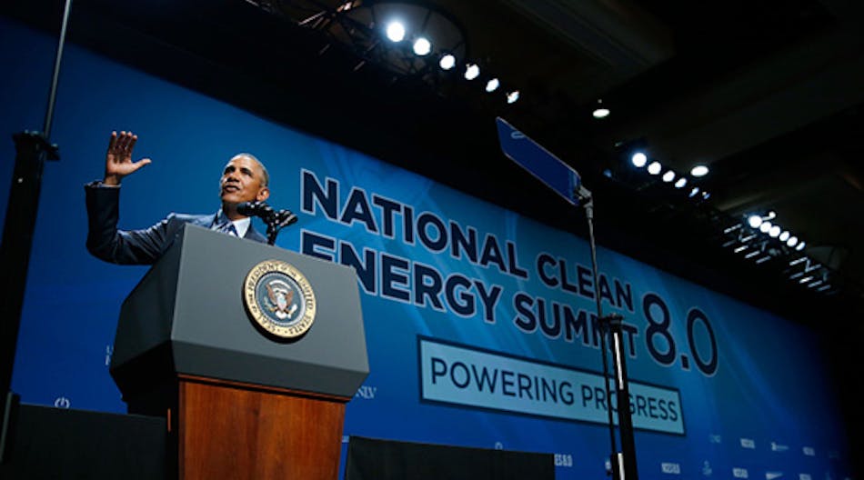 President Barack Obama discusses renewable energy at the National Clean Energy Summit in Las Vegas.