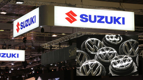 Suzuki wordmark and Volkswagen marque