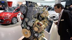 A visitor looks at a Citroen diesel engine during the 2013 IAA show in Germany. Held every two years, the 2015 IAA is scheduled to start September 19.
