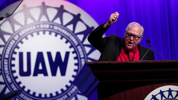UAW president Dennis Williams speaks at a UAW Special Convention