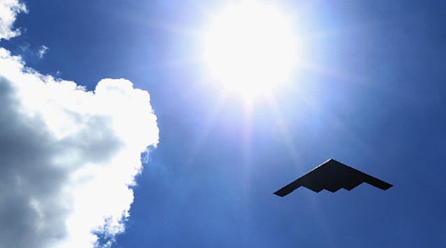 A B-2 Spirit stealth bomber flies over Chicago. The Air Force is expected to announce during the next few weeks who will receive a new contract to build between 80 and 100 new bombers.