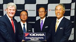 From right to left: Hikomitsu Noji, president of The Yokohama Rubber Co., Ltd.; Tadaharu Yamamoto, president of YTMM; Takaharu Fushimi, CEO of Yokohama Corp. of North America &amp; Yokohama Tire Corp.; and Mississippi Gov. Phil Bryant.