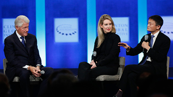 Bill Clinton Elizabeth Holmes and Jack Ma