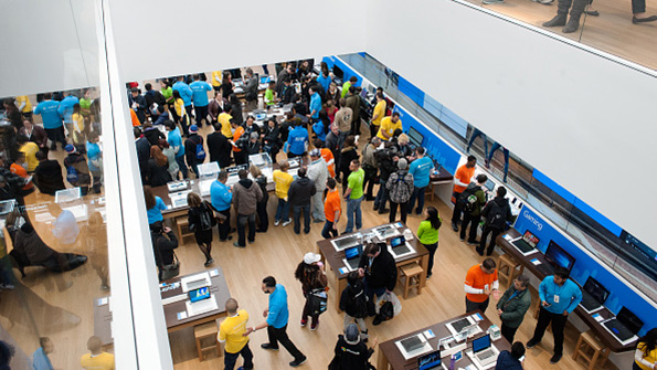 Shoppers in the new Microsoft store on Fifth Avenue in New York