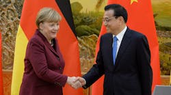 German Chancellor Angela Merkel and Chinese Premier Li Keqiang meet Thursday during Merkel&apos;s diplomatic visit to China.