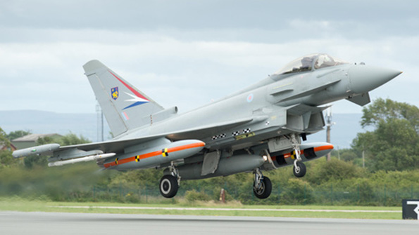 A Eurofighter Typhoon in flight testing