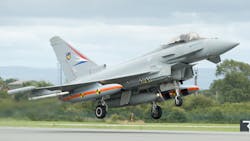 A Eurofighter Typhoon in flight testing A Eurofighter Typhoon in flight testing