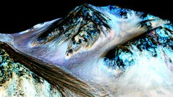 This image from NASA&apos;s Mars Reconnaissance Orbiter shows dark, narrow streaks on the slopes of Hale Crater, inferred to be formed by seasonal flow of water on the surface of the fourth planet from the Sun. We might be there before much longer ... and building up the space economy.