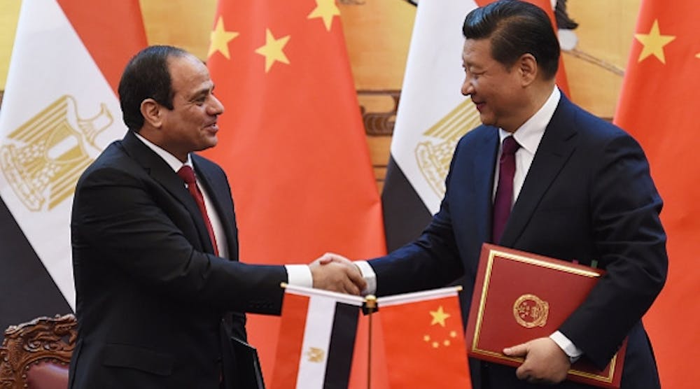 Egyptian President Abdal Fattah al-Sisi, shown here shaking hands with Chinese president Xi Jiping, visited China last year in the hope of securing investment deals.