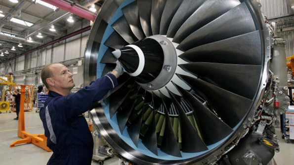 Engine scrubbing at the RollsRoyce aircraft engine factory in Berlin