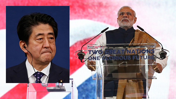 Japanese and Indian prime ministers Shinzo Abe and Narendra Modi