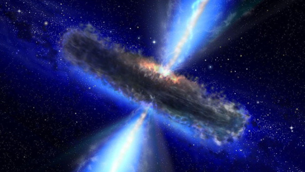 An illustration of what a quasar or a feeding black hole might look like