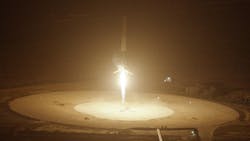 The SpaceX Falcon 9 rocket lands Monday night The SpaceX Falcon 9 rocket lands Monday night