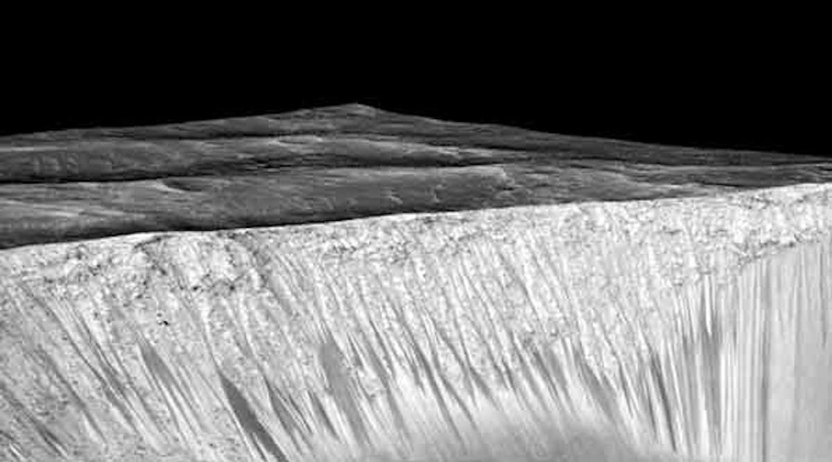 A photo taken by NASA&apos;s Mars Reconnaissance Orbiter of the slopes of the Garni Crater.