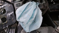 A deployed airbag inside a 2001 Honda Accord &mdash; the same make and model driven by a Pennsylvania man who might have been killed in July by a faulty Takata airbag.