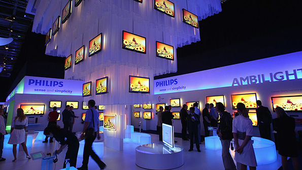 The Philips booth at the 2009 IFA tech trade fair in Berlin Germany