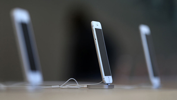 Apple iPhones at the companys new flagship store in San Francisco