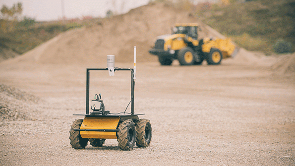 The Husky unmanned ground vehicle is a research device capable of navigating various environments while a sensor or sensor package sits on top to collect desired data