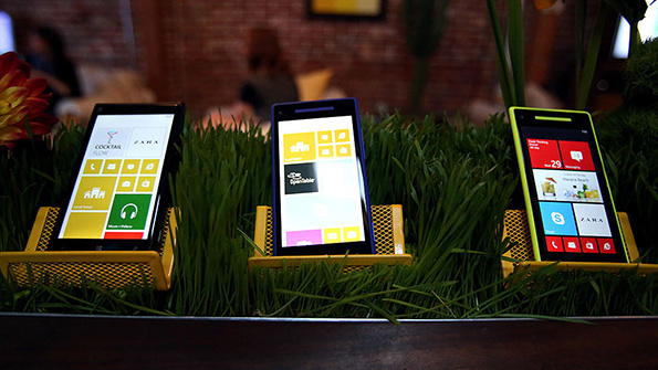 Microsoft Phones on display in May 2013