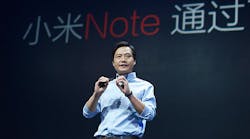 Lei Jun, the founder, chairman and CEO of Xiaomi, introduces the Mi Note at a 2015 event. In an effort to build its brand around the world, Xiaomi recnetly bought about 1,500 Microsoft patents.