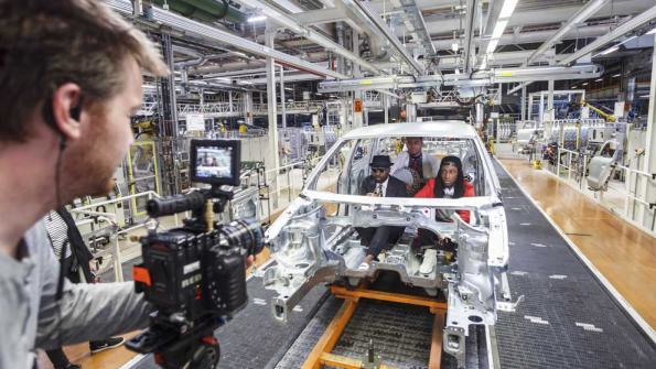 VW expanding plant where ad for 16 Polo with premium audio system filmed