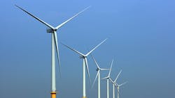 A row of wind turbines A row of wind turbines