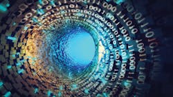 Binary code swirling in the cloud of big data Binary code swirling in the cloud of big data