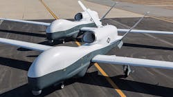 A pair of Northrup Grumman MQ4C Triton unmanned aerial vehicles A pair of Northrup Grumman MQ4C Triton unmanned aerial vehicles