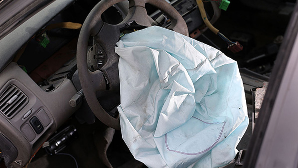A Takata airbag deployed inside a 2001 Honda Accord