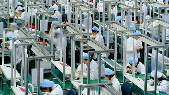Workers in a Chinese factory