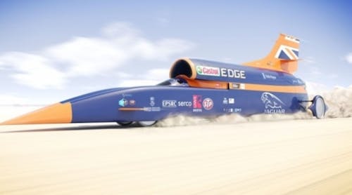 The Bloodhound SSC is expected to reach 1.4 Mach speed, covering a mile in just 3.6 seconds. Courtesy of the Bloodhound Project.
