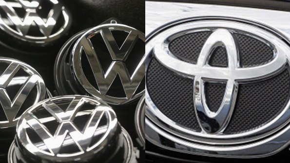 Volkswagen and Toyota logos