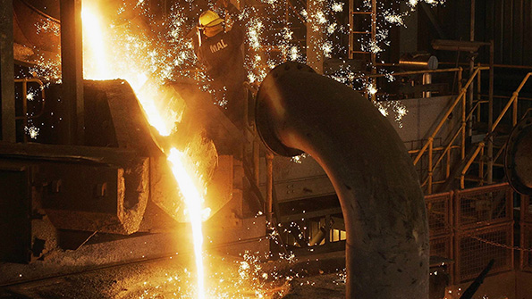 A pour at the Rio Tinto Hlsmelt plant in Kwinana in Perth Australia