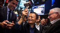 Alibaba founder and executive chairman Jack Ma bangs the gavel at the NYSE Alibaba founder and executive chairman Jack Ma bangs the gavel at the NYSE