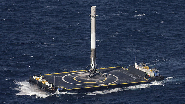 The SpaceX Falcon 9 rocket makes its first successful vertical landing