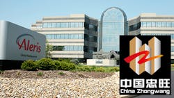 Company HQ of Aleris and logo on China Zhongwang Company HQ of Aleris and logo on China Zhongwang