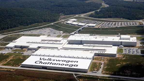 An aerial view of the Volkswagen campus in Tennessee