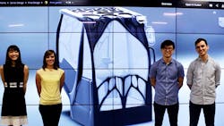 UIUC Project AME team members from left to right Sharon TsubakiLiu Naomi Audet Kevin Kim and Andrew Peterman stand next to their winning design not pictured Luke Meyer UIUC Project AME team members from left to right Sharon TsubakiLiu Naomi Audet Kevin Kim and Andrew Peterman stand next to their winning design not pictured Luke Meyer