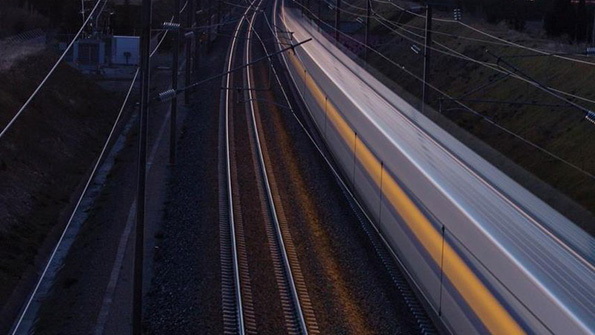 An Alstom train rides the rails