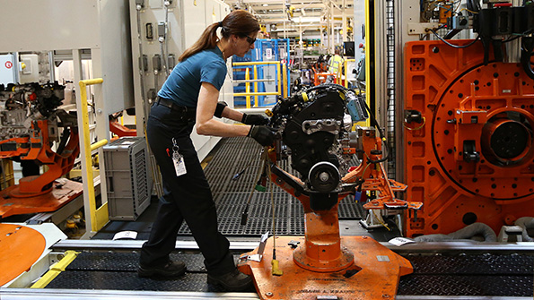A worker at a Ford plant