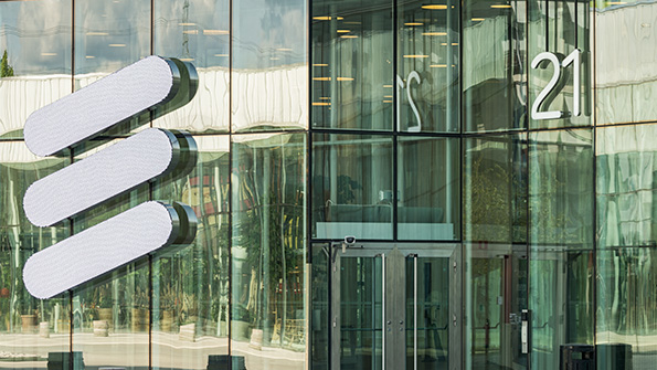 The Ericsson logo outside the companys headquarters
