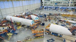 Boeing workers in North Charleston, S.C., started the final assembly of the first 787-10 Dreamliner. The initial flight is expected in 2017.