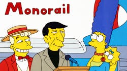A promo image for the 1993 Simpsons episode Marge vs the Monorail A promo image for the 1993 Simpsons episode Marge vs the Monorail
